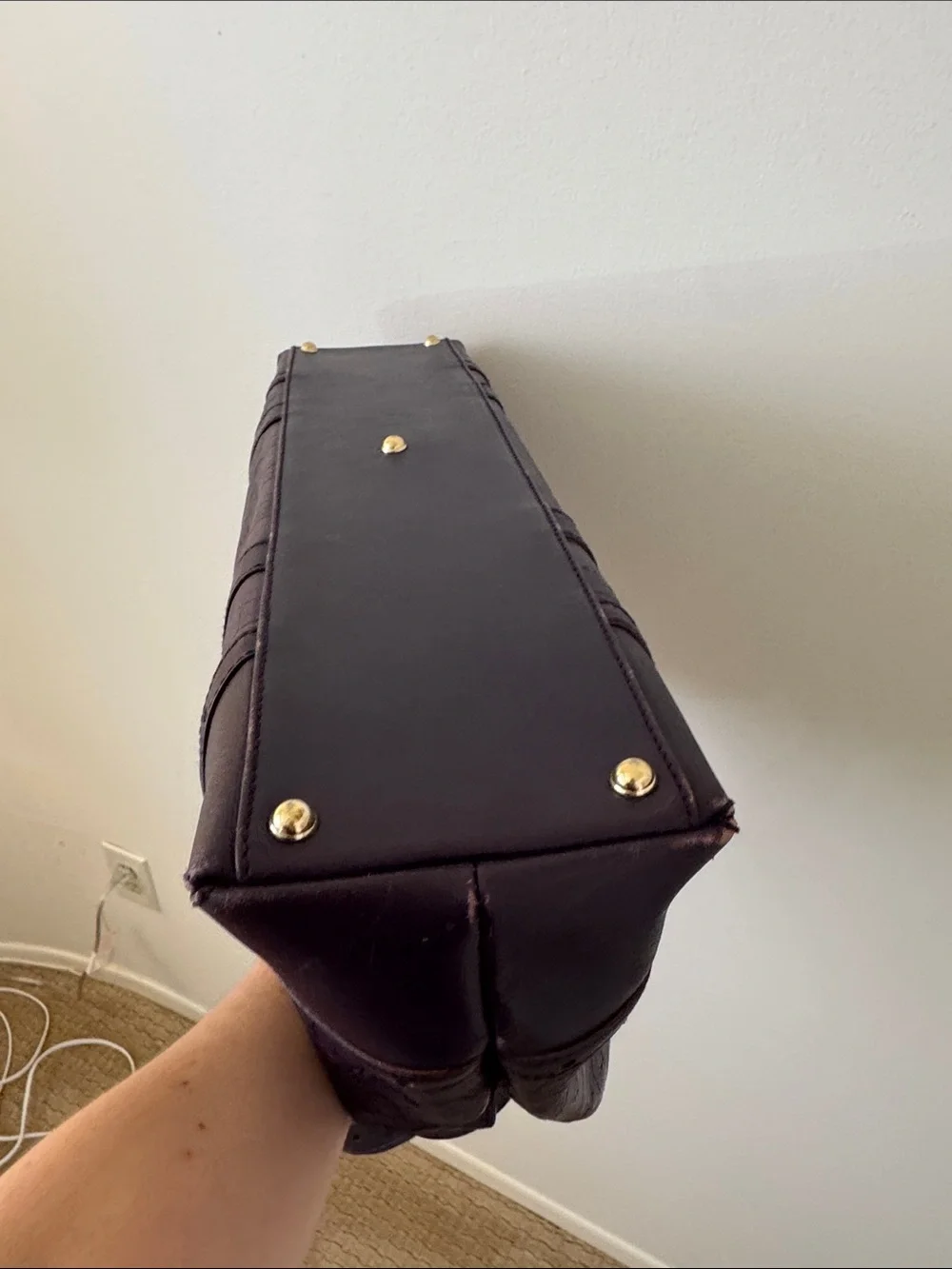 Gucci Vintage Horsebit Monogram Embossed Leather Tote Shoulder Bag Gold Hardware